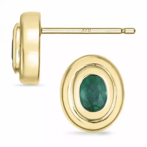 ovale smaragd solitaireørestikker i 9 karat guld med smaragd 