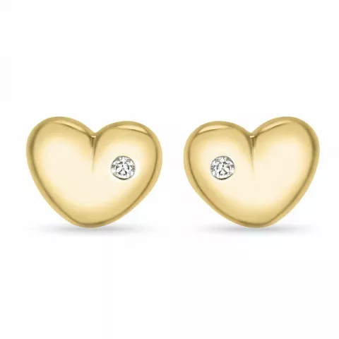 hjerte diamant ørestikker i 9 karat guld med diamant 