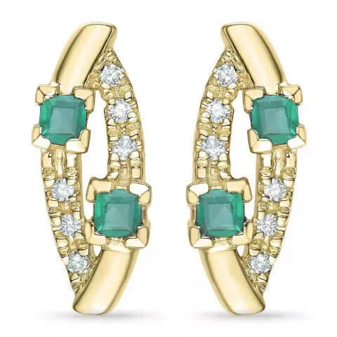 ovale smaragd brillantøreringe i 9 karat guld med smaragd og diamant 