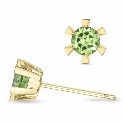 2 x 0,50 ct peridot solitaireørestikker i 9 karat guld med peridot