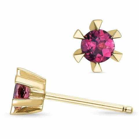 2 x 0,22 ct pink turmalin solitaireørestikker i 9 karat guld med turmalin