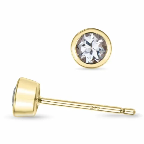 2 x 0,19 ct morganit solitaireørestikker i 9 karat guld med morganit