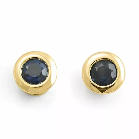 safir solitaireørestikker i 9 karat guld med safir