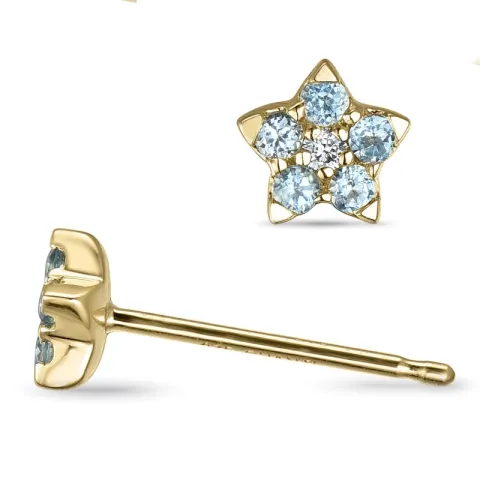 Blomster topas diamantøreringe i 9 karat guld med diamanter og topaser