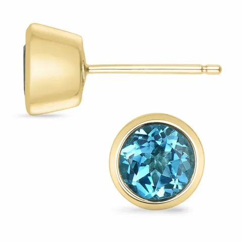 2 x 1,08 ct topas solitaireørestikker i 9 karat guld med topas