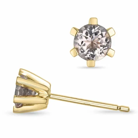 2 x 0,32 ct morganit solitaireørestikker i 9 karat guld med morganit