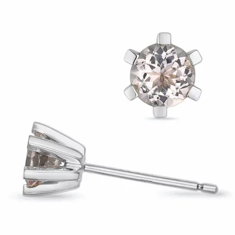 2 x 0,32 ct morganit solitaireørestikker i 9 karat hvidguld med morganit