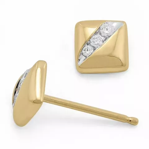 firkantet diamantøreringe i 9 karat guld med diamant 
