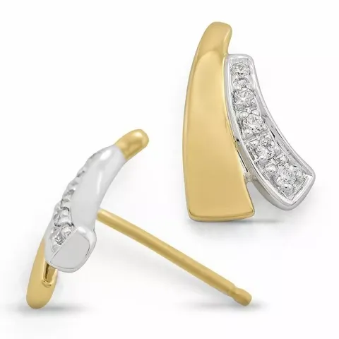 Diamant øreringe i 9 karat guld og hvidguld med diamant
