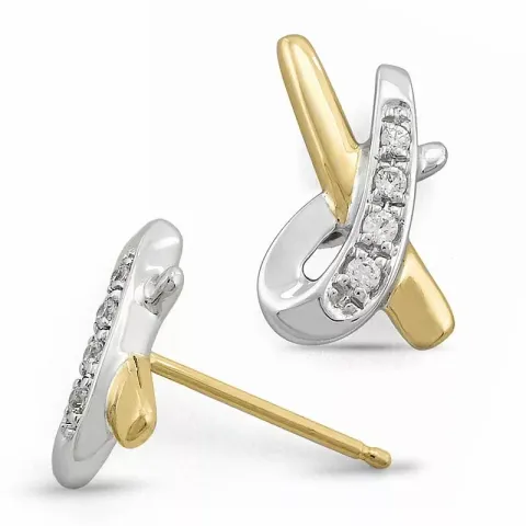 Diamant øreringe i 9 karat guld og hvidguld med diamanter