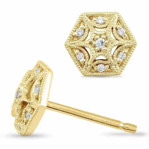 Diamant ørestikker i 9 karat guld med diamanter