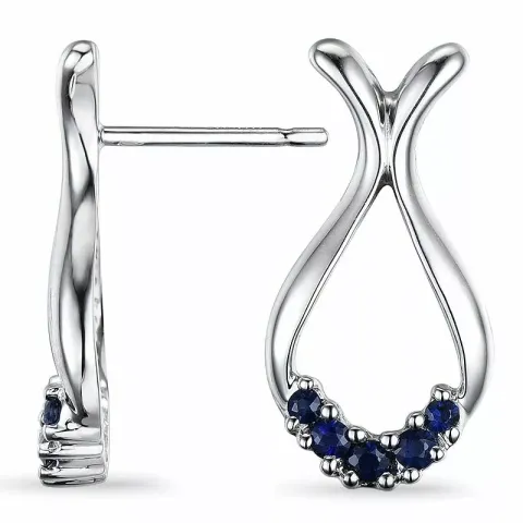 øreringe i 9 karat hvidguld med safir 