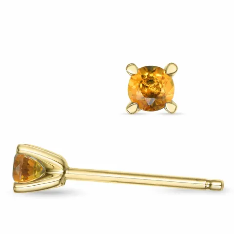 2 x 0,10 ct citrin solitaireørestikker i 9 karat guld med citrin