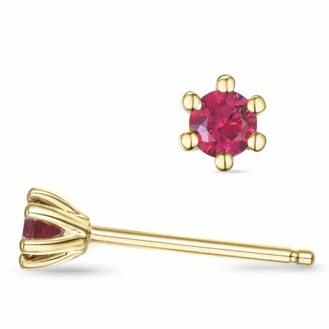 2 x 0,13 ct rubin solitaireørestikker i 9 karat guld med rubin