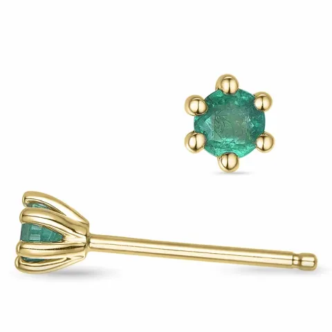 2 x 0,12 ct smaragd solitaireørestikker i 9 karat guld med smaragd