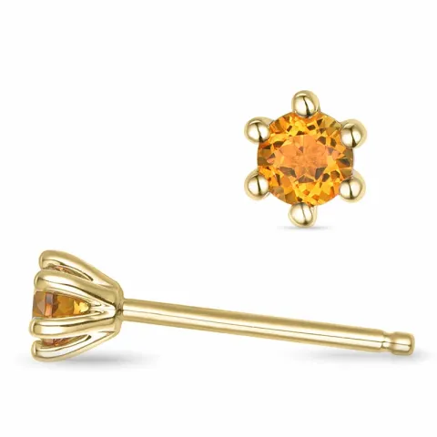 2 x 0,10 ct citrin solitaireørestikker i 9 karat guld med citrin
