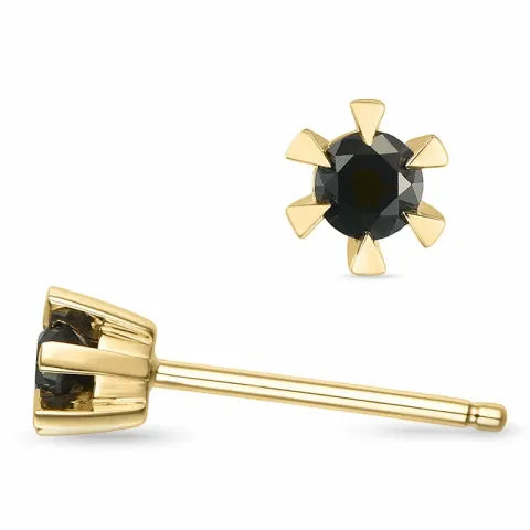 2 x 0,10 ct sorte diamant solitaireørestikker i 9 karat guld med sort diamant