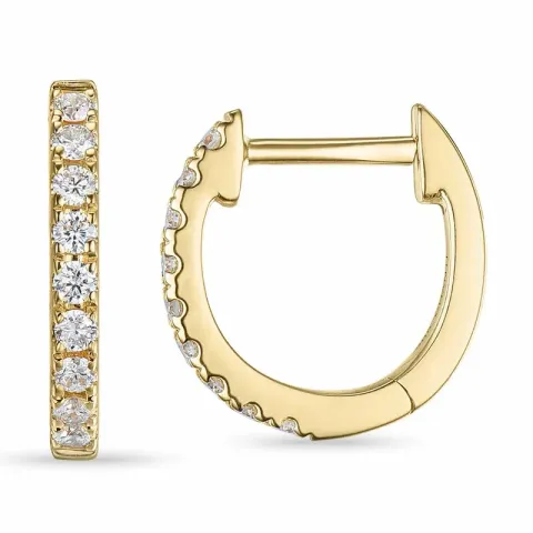 diamant creoler i 9 karat guld med diamant 
