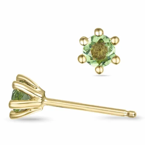 2 x 0,23 ct peridot solitaireørestikker i 9 karat guld med peridot