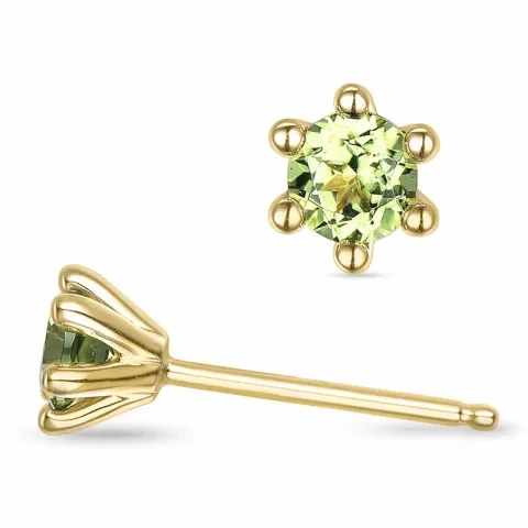 2 x 0,30 ct peridot solitaireørestikker i 9 karat guld med peridot