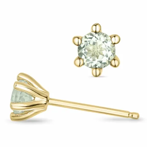 2 x 0,25 ct grønne ametyst solitaireørestikker i 9 karat guld med ametyst