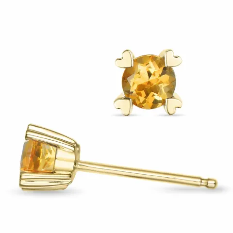 2 x 0,25 ct citrin solitaireørestikker i 9 karat guld med citrin