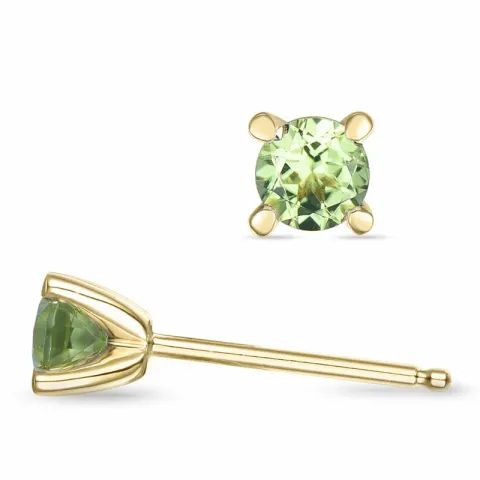 2 x 0,30 ct peridot solitaireørestikker i 9 karat guld med peridot