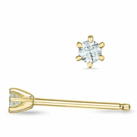 2 x 0,03 ct diamant solitaireørestikker i 9 karat guld med diamant 