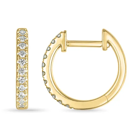 diamant creoler i 9 karat guld med diamant 