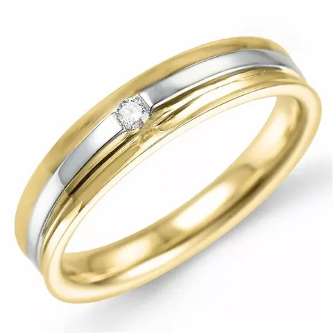 diamant ring i 9 karat guld.- og hvidguld 0,02 ct