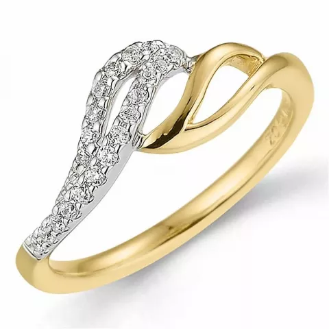 Elegant diamant ring i 9 karat guld.- og hvidguld 0,13 ct