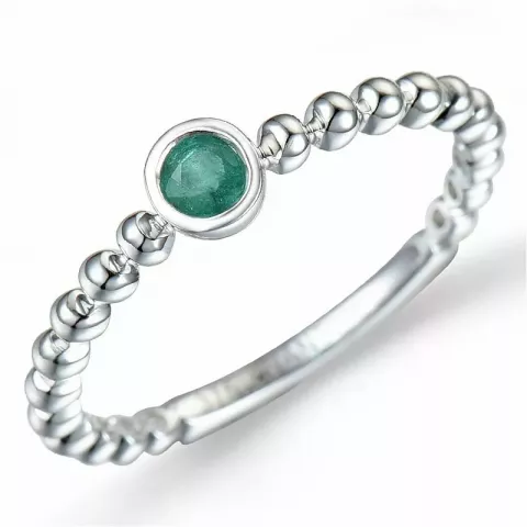 rund smaragd ring i 9 karat hvidguld 0,13 ct