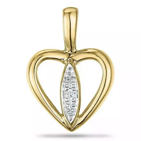 hjerte diamant vedhæng i 9 karat guld.- og hvidguld 0,007 ct