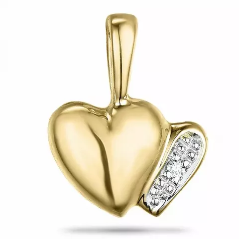 Hjerte diamantvedhæng i 9 karat guld.- og hvidguld 0,005 ct