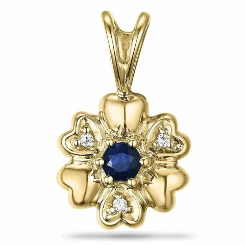 Blomster safir diamantvedhæng i 9 karat guld 0,01 ct 0,16 ct