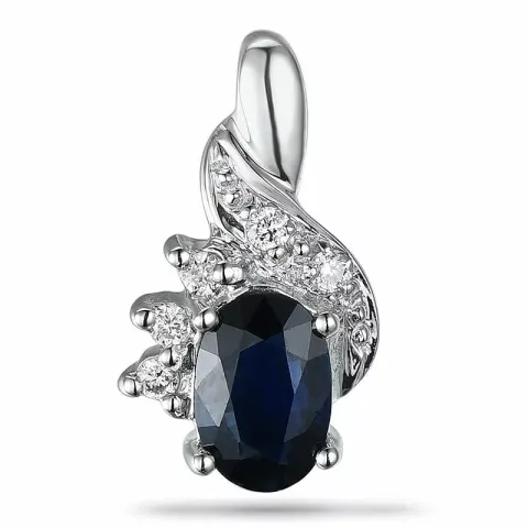 Safir diamantvedhæng i 9 karat hvidguld 0,04 ct 0,65 ct