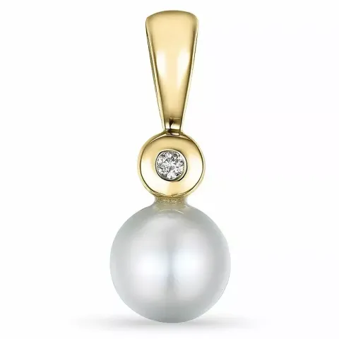 perle diamantvedhæng i 9 karat guld 0,01 ct