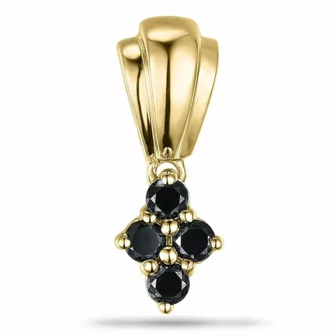 Sort diamant vedhæng i 9 karat guld 0,16 ct