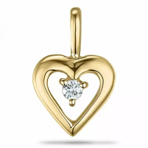 Hjerte diamant vedhæng i 9 karat guld 0,04 ct