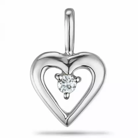 Hjerte diamant vedhæng i 9 karat hvidguld 0,04 ct