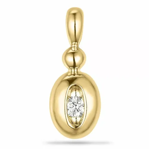 Ovalt diamant vedhæng i 9 karat guld 0,04 ct