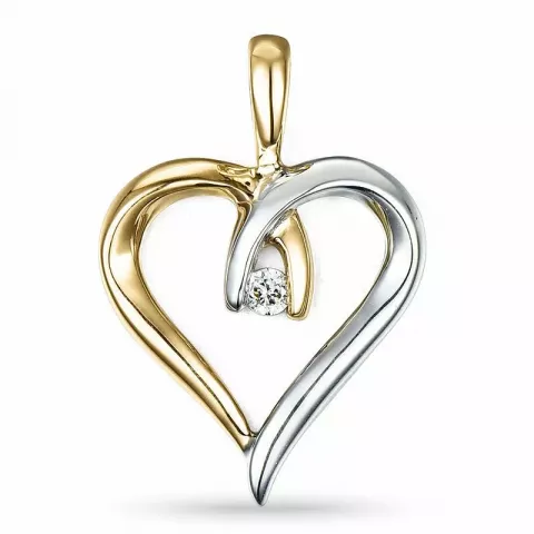 hjerte diamant diamantvedhæng i 9 karat guld.- og hvidguld 0,03 ct