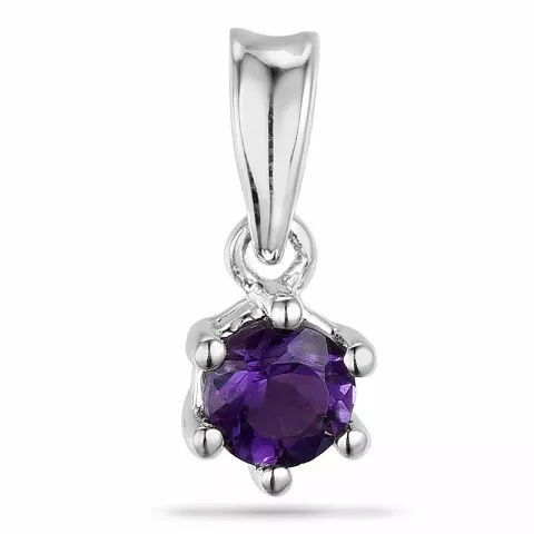 Rundt ametyst vedhæng i 9 karat hvidguld 0,22 ct