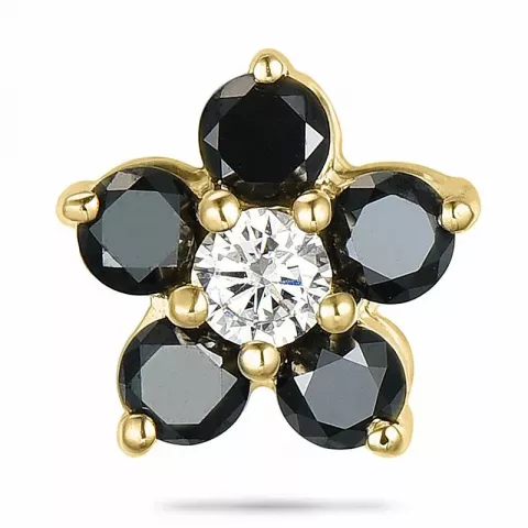 blomster sort diamant diamantvedhæng i 9 karat guld 0,06 ct 0,33 ct
