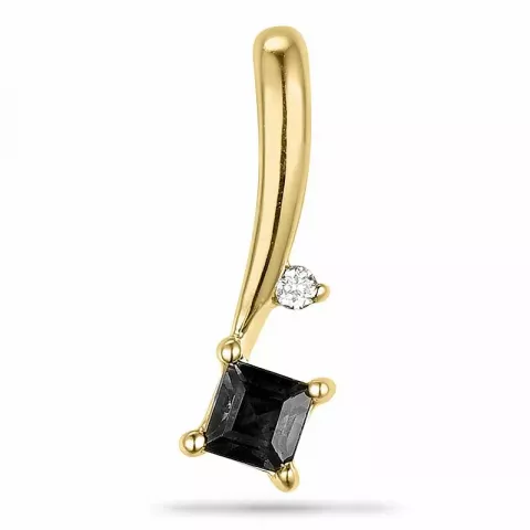 Firkantet sort diamant diamantvedhæng i 9 karat guld 0,007 ct 0,19 ct