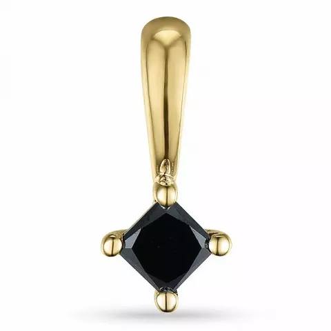 Firkantet sort diamant vedhæng i 9 karat guld 0,19 ct