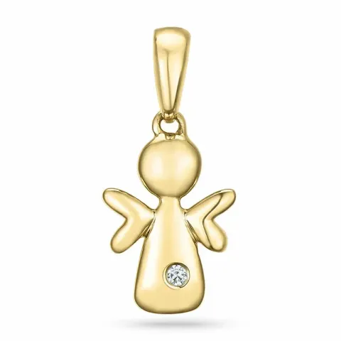 engel diamant vedhæng i 9 karat guld 0,01 ct