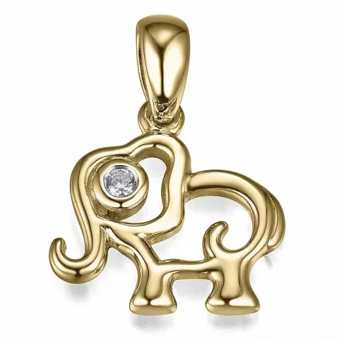 Elegant elefant diamant vedhæng i 9 karat guld 0,01 ct ct