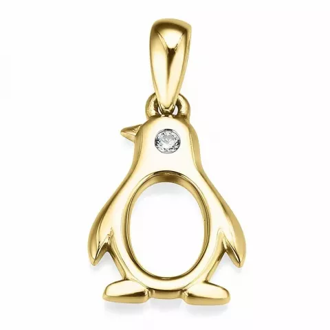 pingvin diamantvedhæng i 9 karat guld 0,01 ct