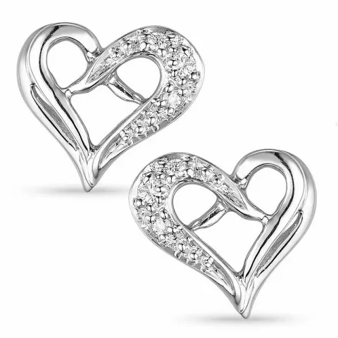 Hjerte diamantøreringe i 9 karat hvidguld med diamanter 